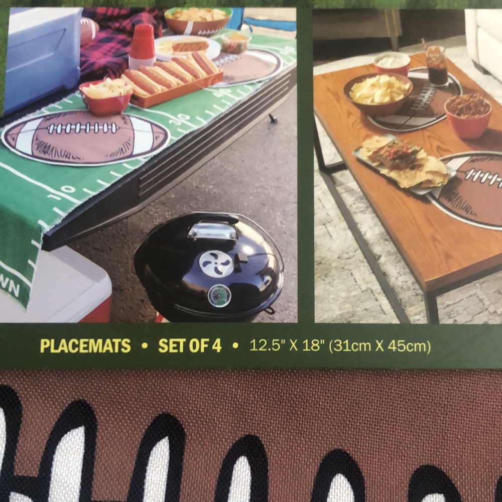 Football Shaped Placemats Set - Picture 2 of 7
